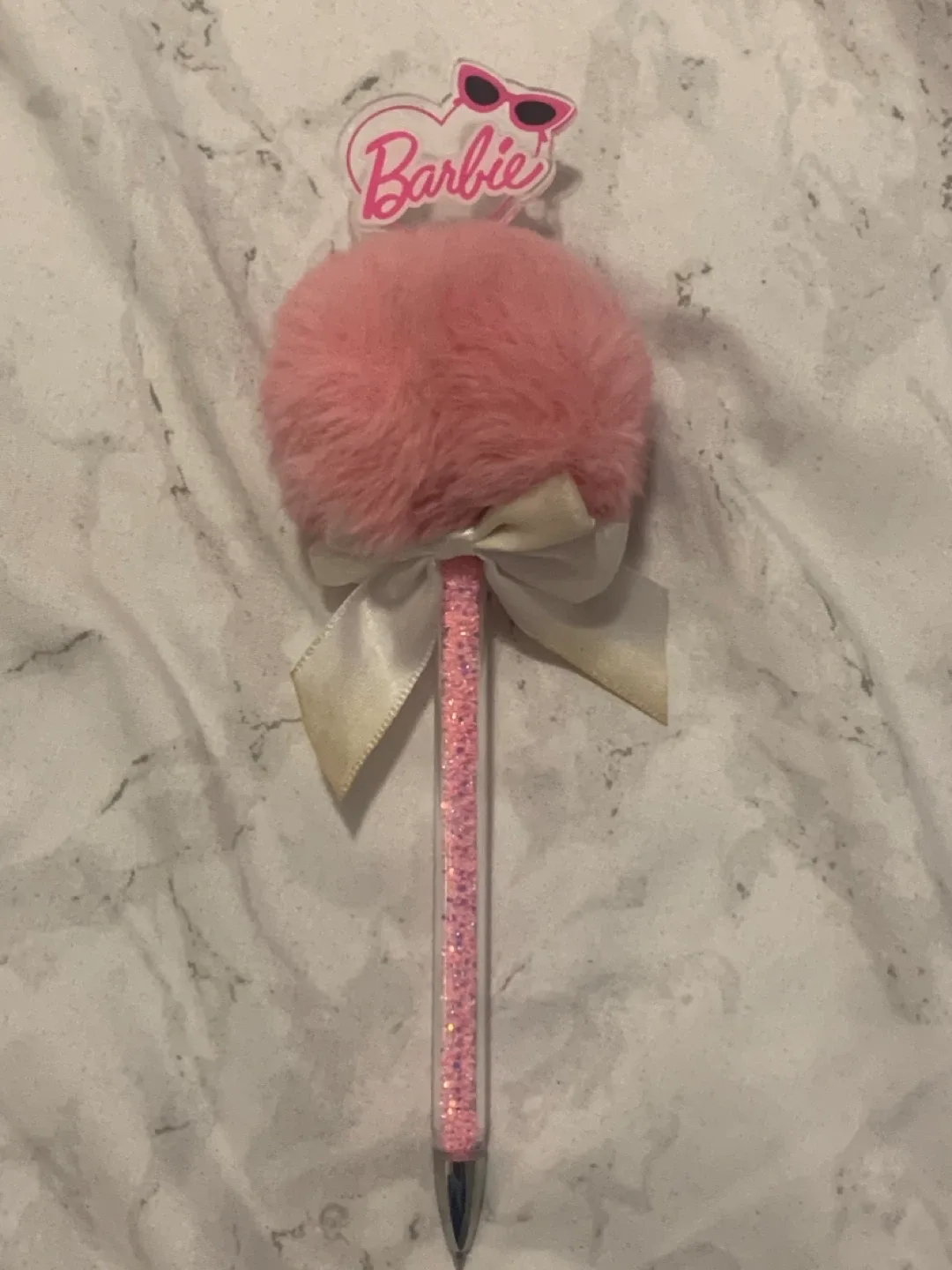 Barbie Pink Pom Pom Pen