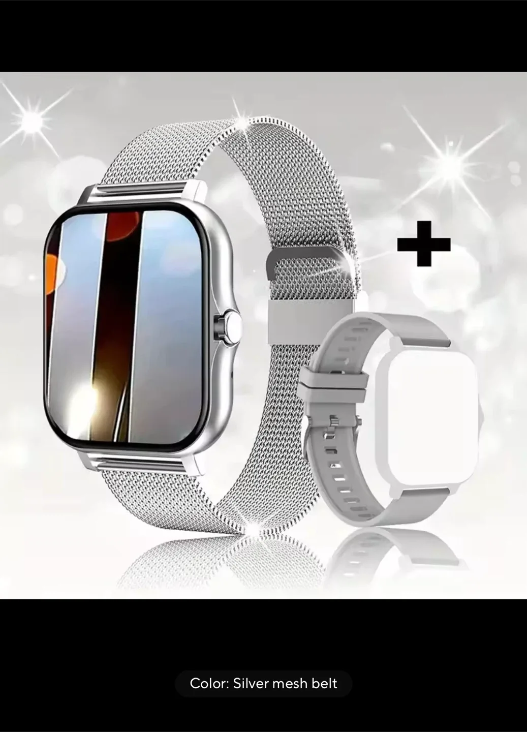 Smart Watch with Silver Mesh Belt, NEW with BT Calling