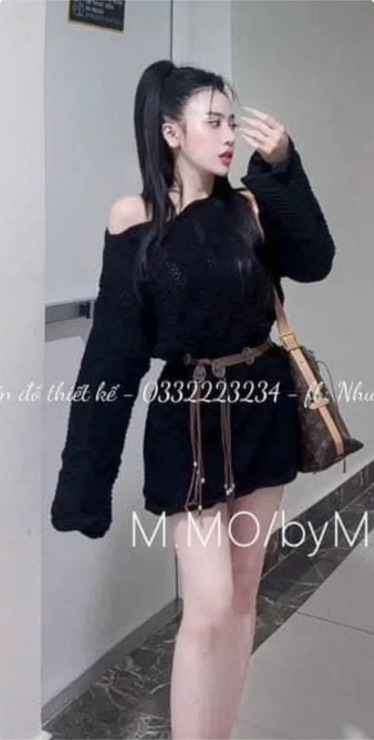 M.MO/byM Black Knit Cardigan with Belt image indicator(2)