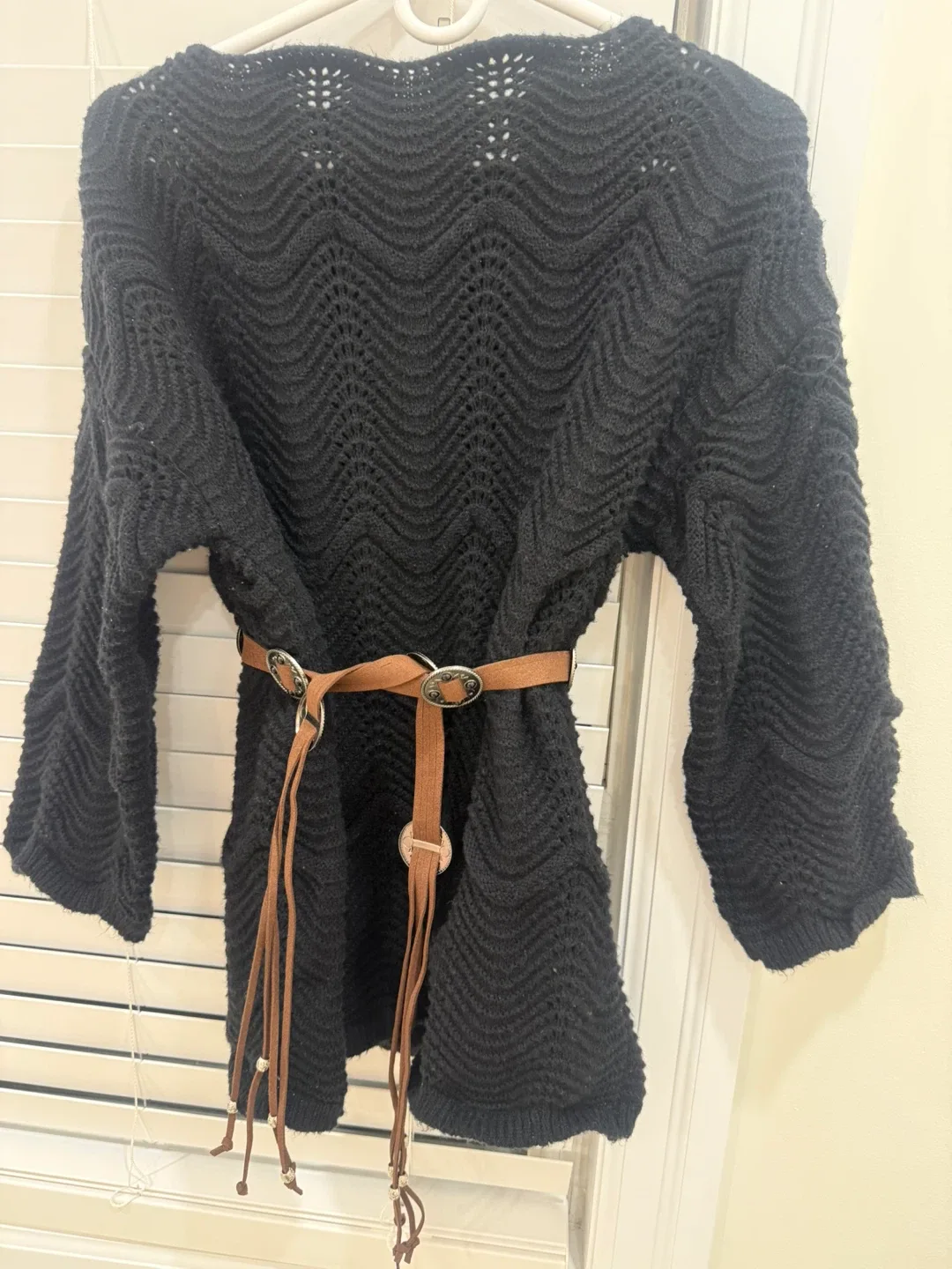 M.MO/byM Black Knit Cardigan with Belt