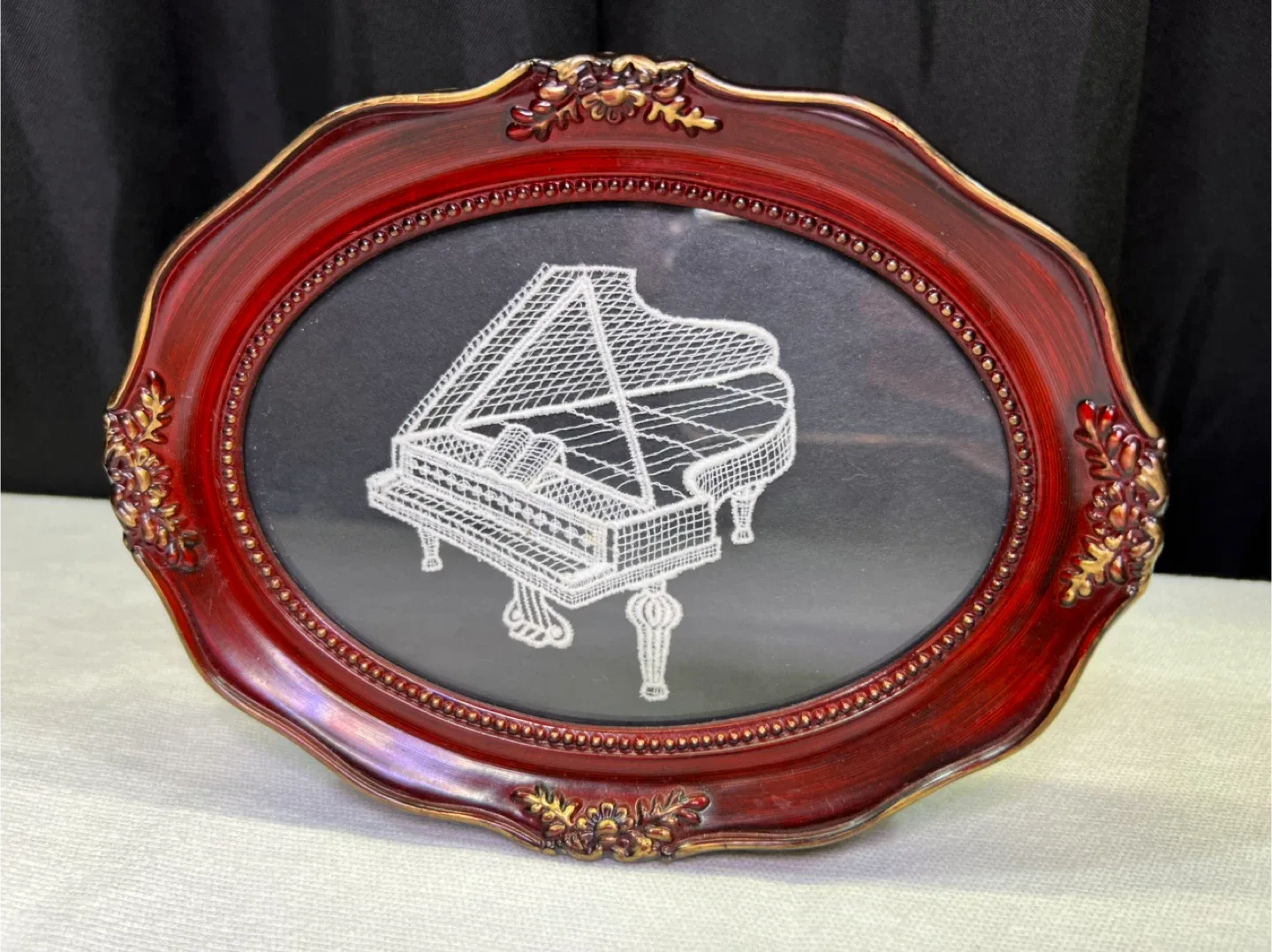 Vintage Belgian Culture Center Piano Embroidery