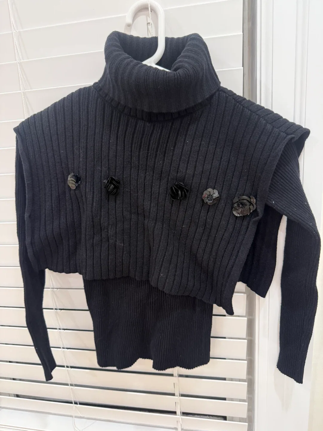 Black Knit Turtleneck Sweater Set