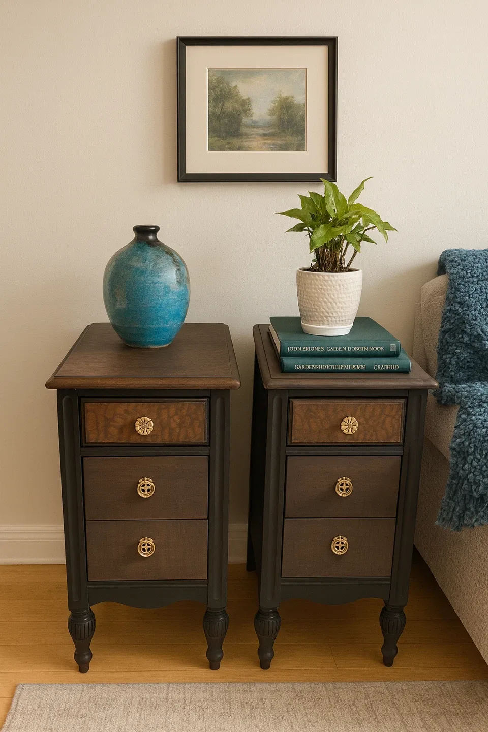 ✨Refinished Solid Walnut & Birdseye Maple End Tables image indicator(7)