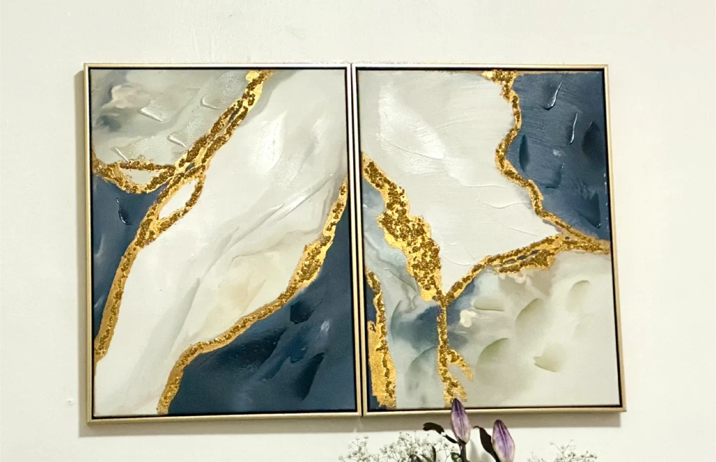 Modern Gold & Navy Abstract Wall Art