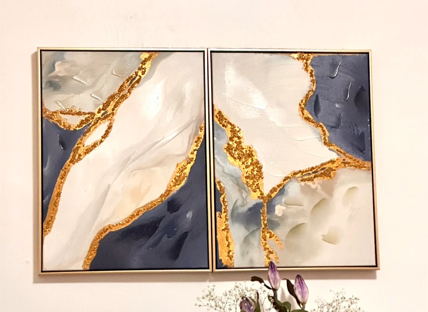 Modern Gold & Navy Abstract Wall Art image indicator(2)