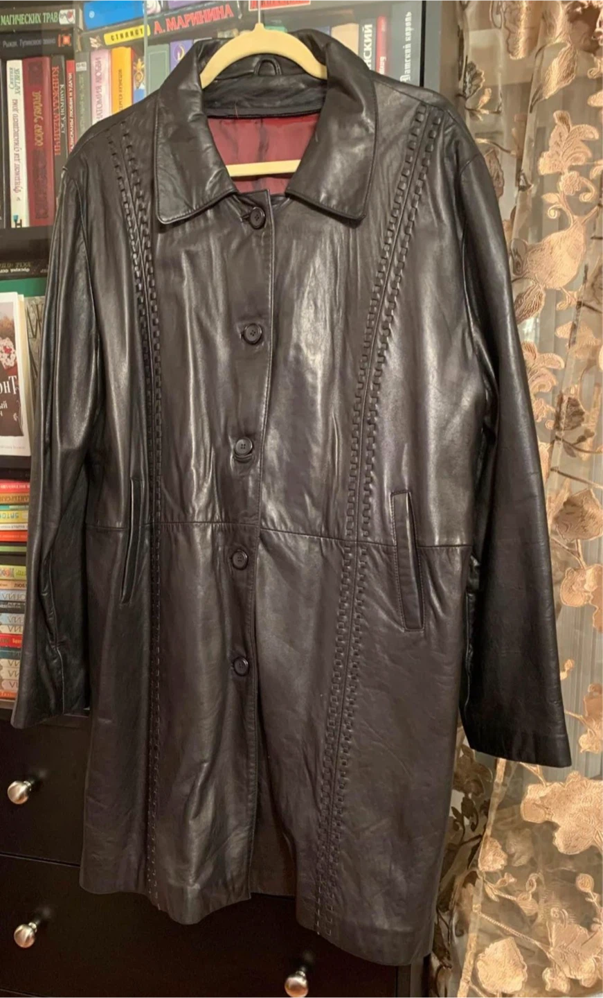 Black Leather Coat 2XL - photo 2