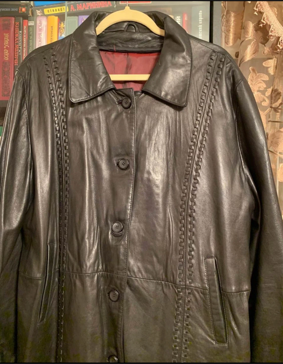 Black Leather Coat 2XL