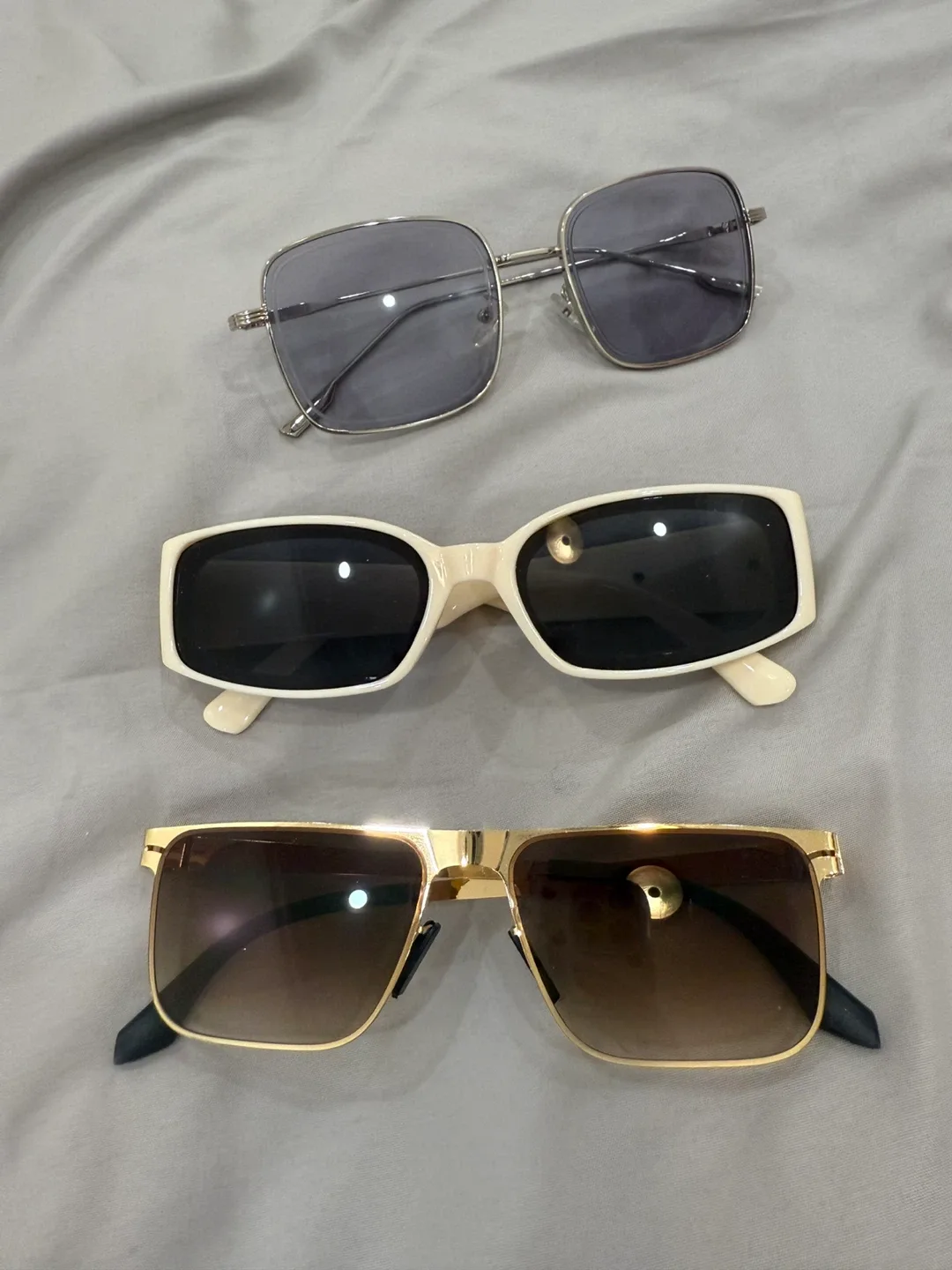 Sunglasses - Silver, White, and Gold Frames