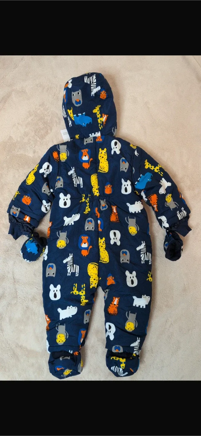 NEW! Baby Snowsuit with Mittens - Animal Print image indicator(5)