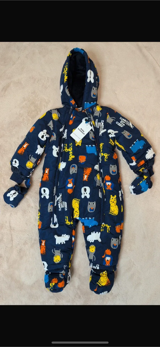 NEW! Baby Snowsuit with Mittens - Animal Print image indicator(4)