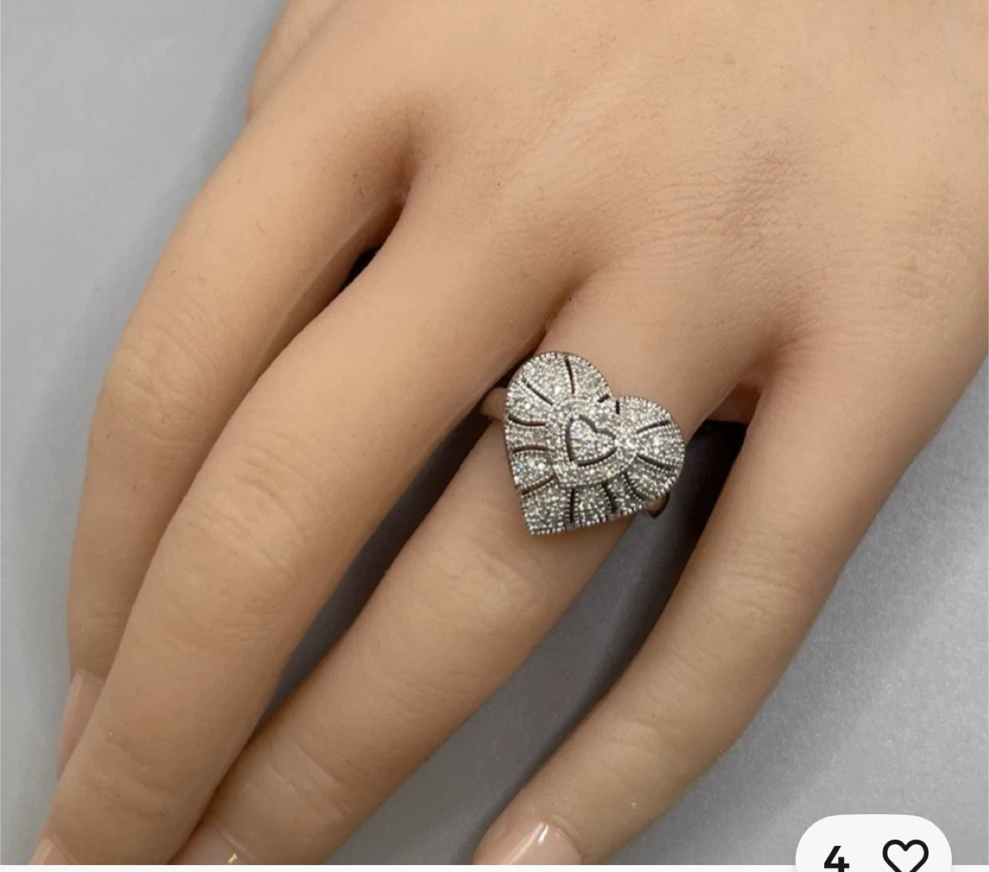 Heart-Shaped Sterling Silver Ring