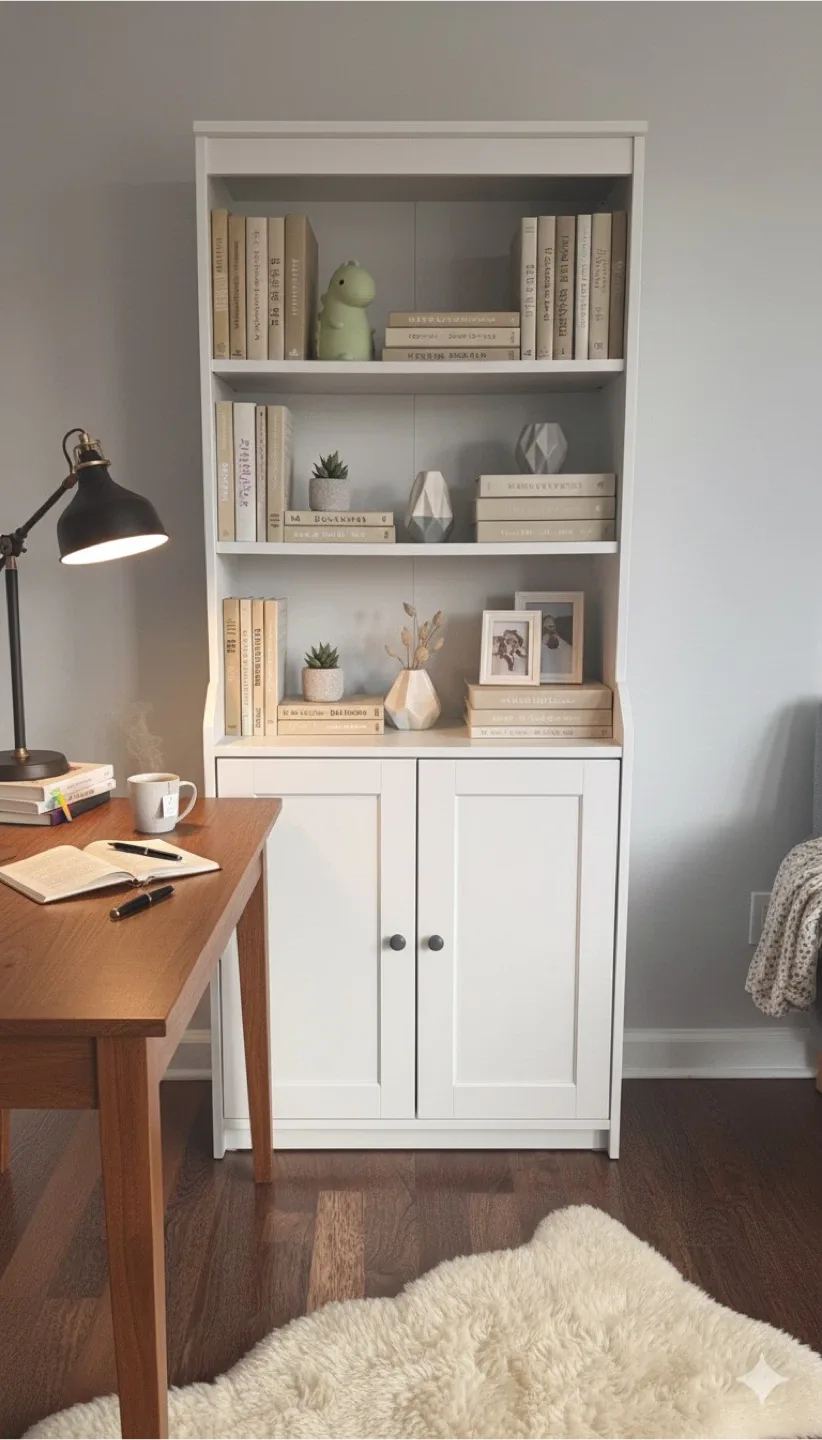 White Bookcase with Doors image indicator(2)