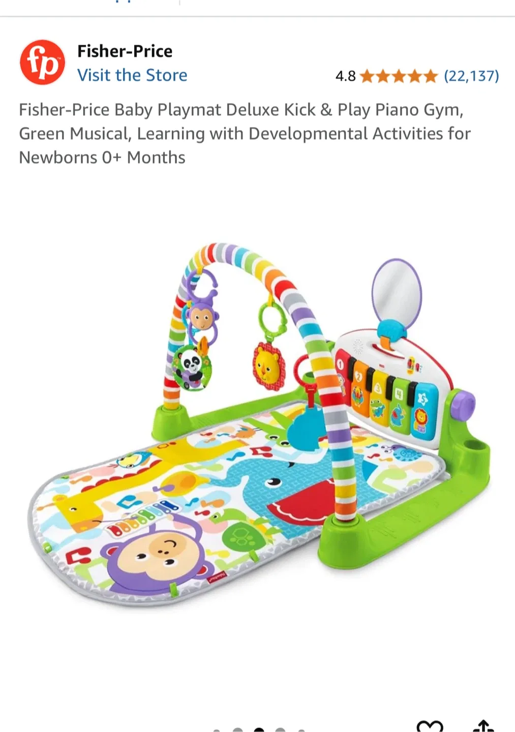 Fisher-Price Baby Playmat Deluxe Kick & Play Piano Gym