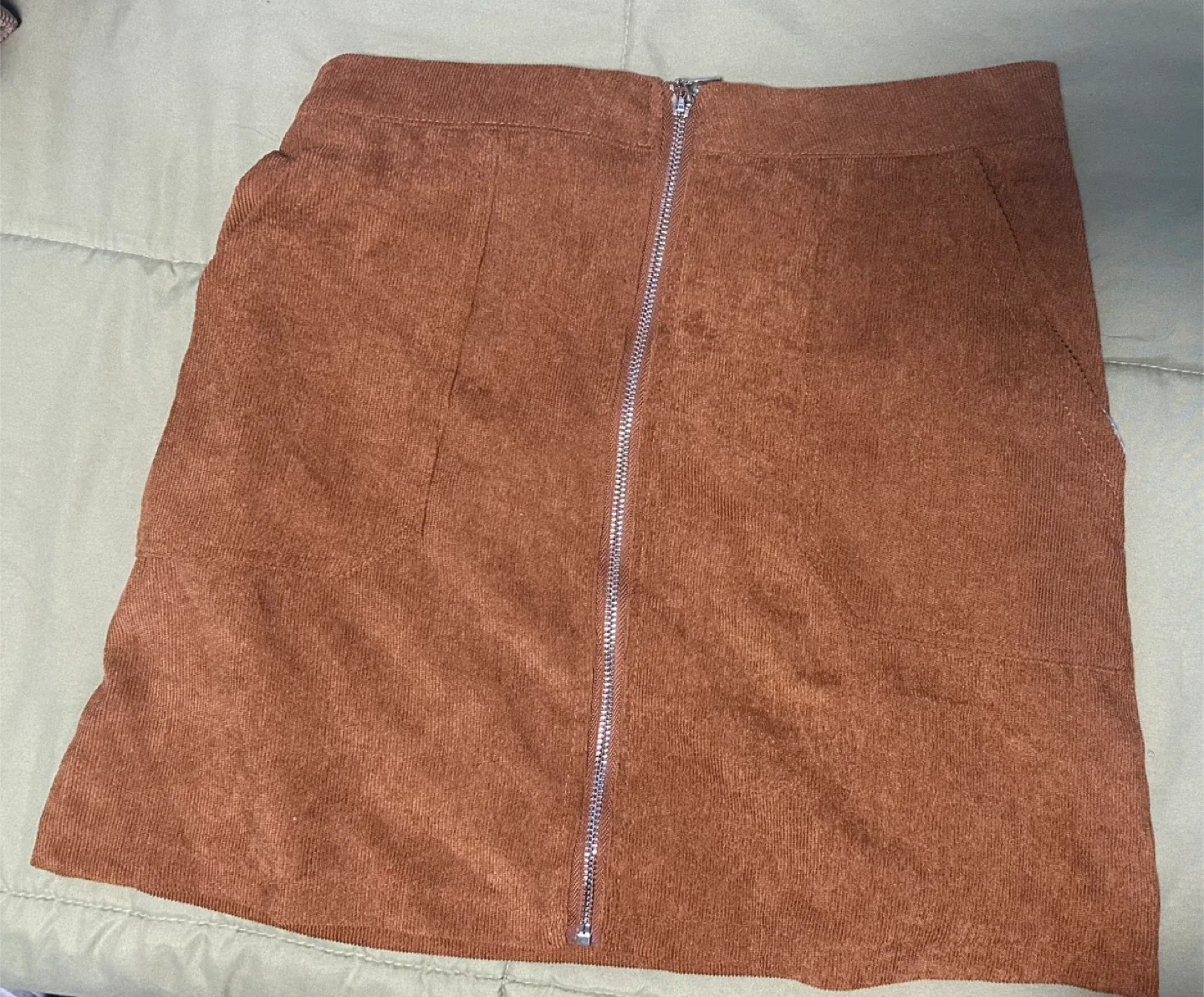 SHEIN Rust Mini Skirt with Front Zipper