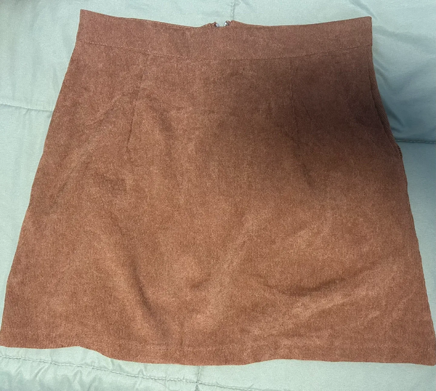 SHEIN Rust Mini Skirt with Front Zipper image indicator(2)