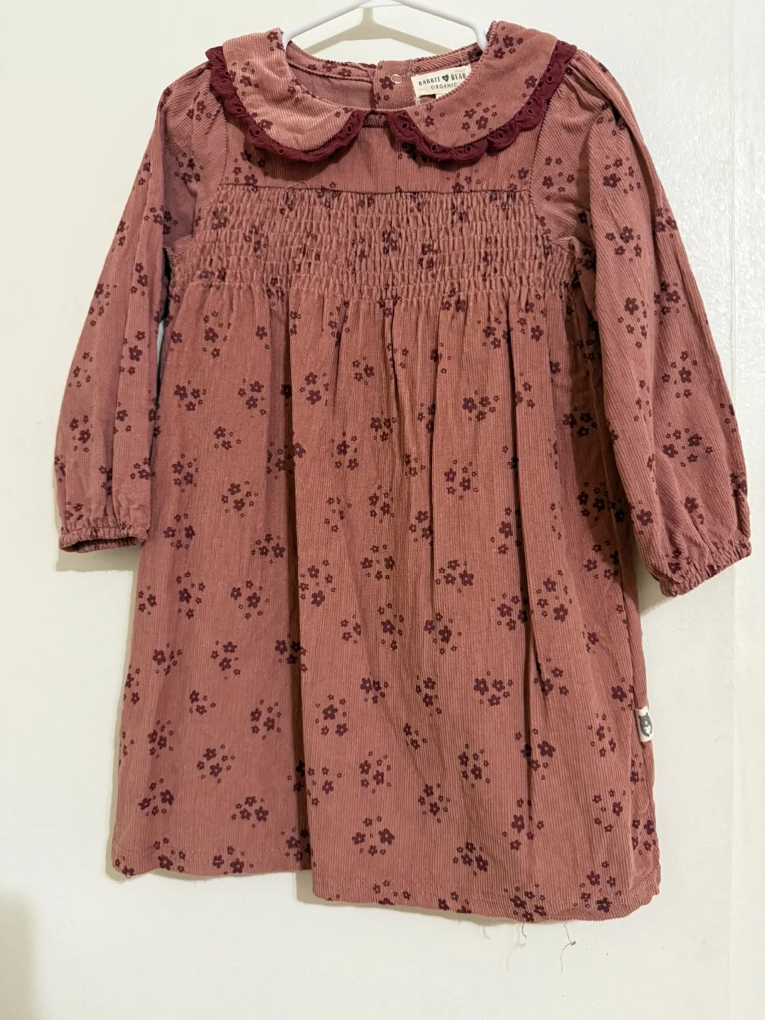 Rabbit Bear Organic Floral Corduroy Dress