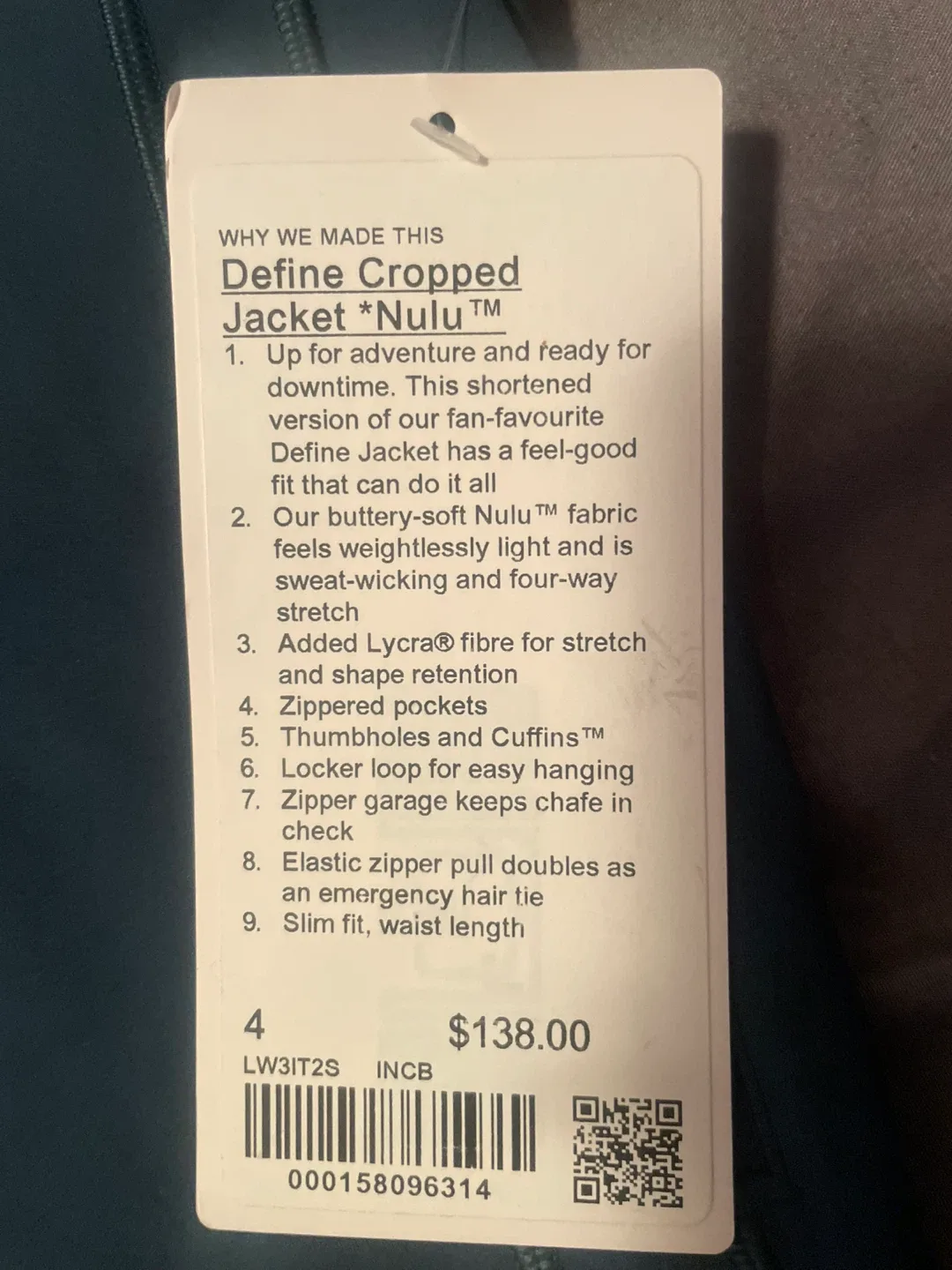 Lululemon Define Cropped Jacket *Nulu Size 4 image indicator(3)