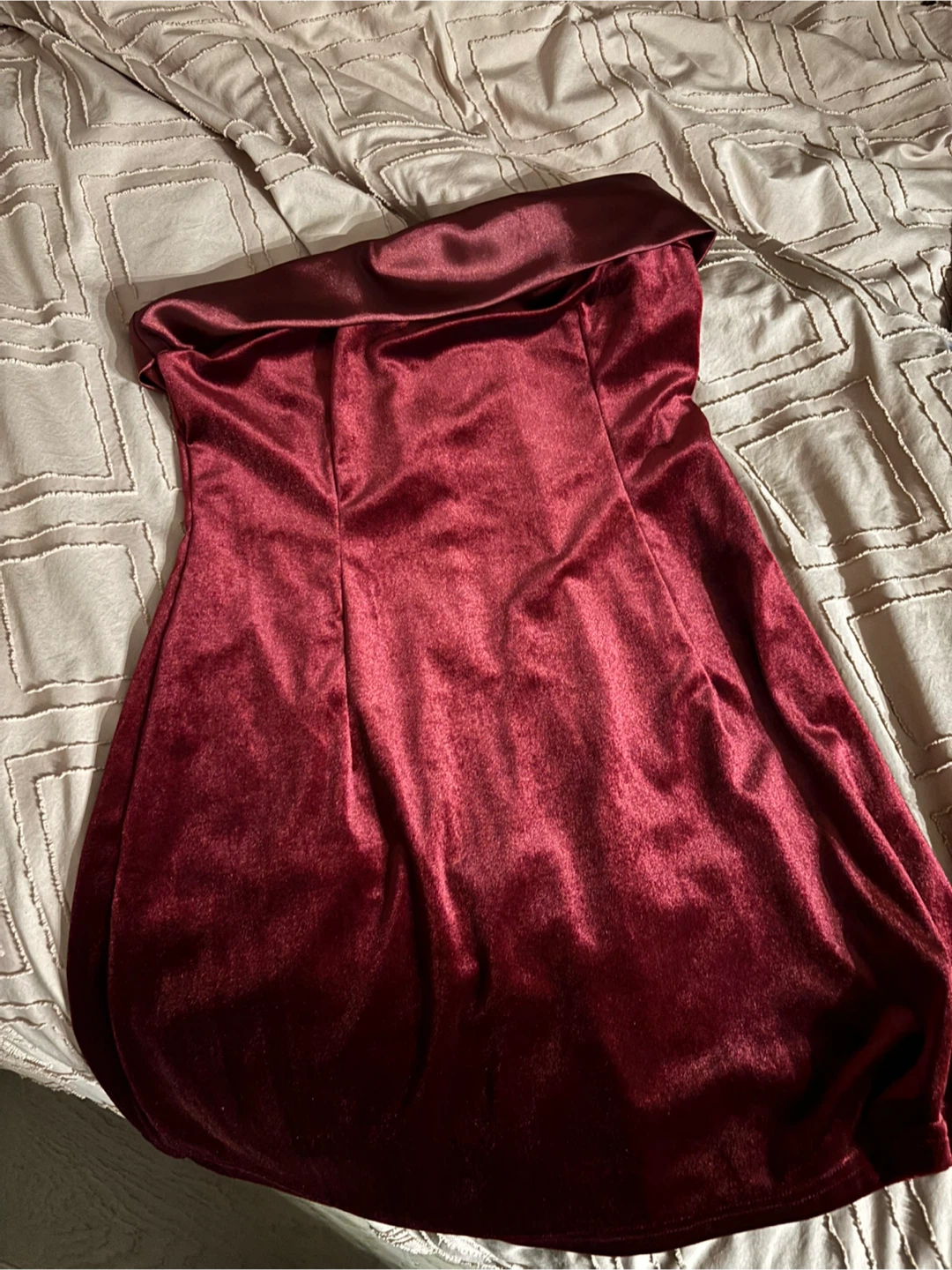Shein Burgundy Velvet Mini Dress - Size S (US 4) - photo 3