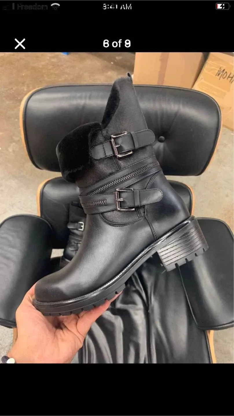 Black Ankle Boots with Buckle Detail size 9 image indicator(6)