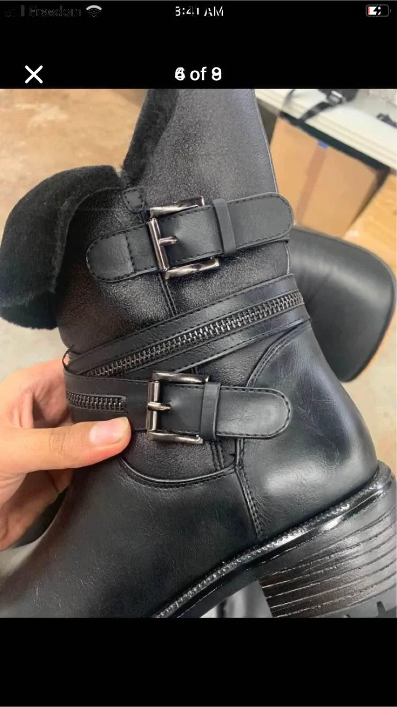 Black Ankle Boots with Buckle Detail size 9 image indicator(2)