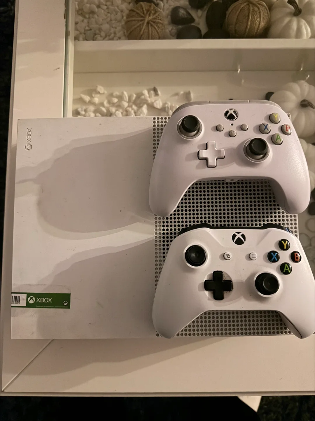 Xbox One S with 2 Controllers and 4 games image indicator(6)