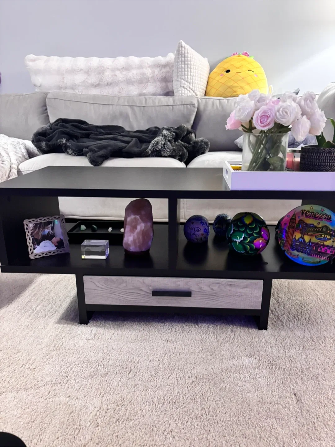 Black & Grey Coffee Table with Drawer image indicator(2)