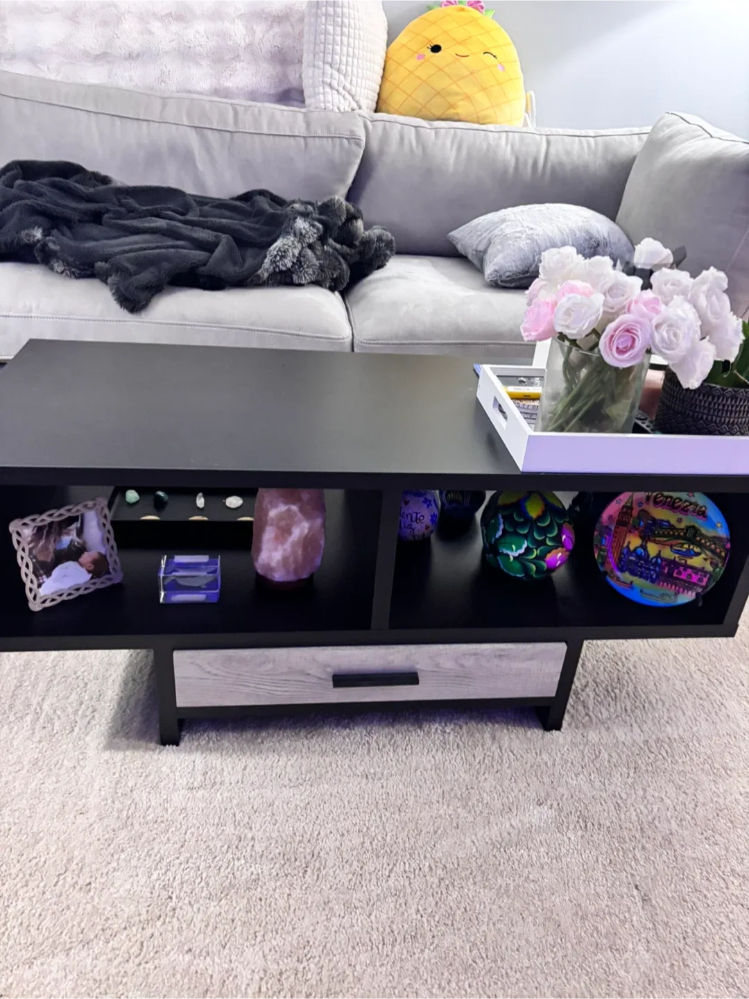 Black & Grey Coffee Table with Drawer