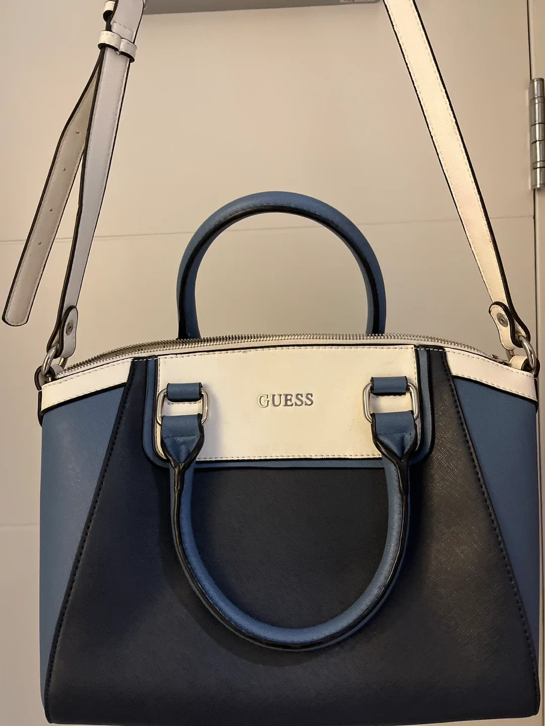 Guess Blue & White Satchel Bag image indicator(2)