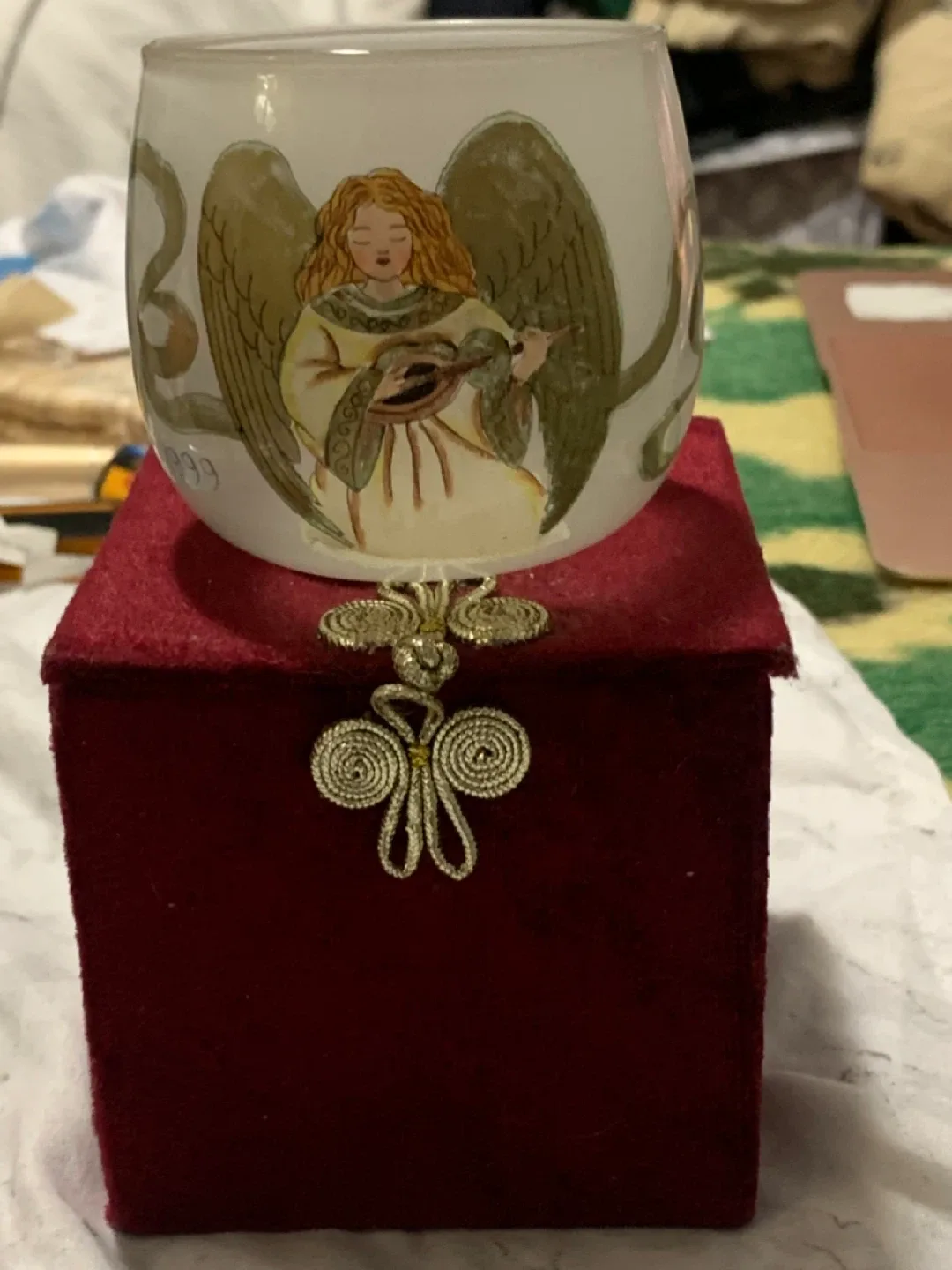 Angel Design Candle Holder with Velvet Box