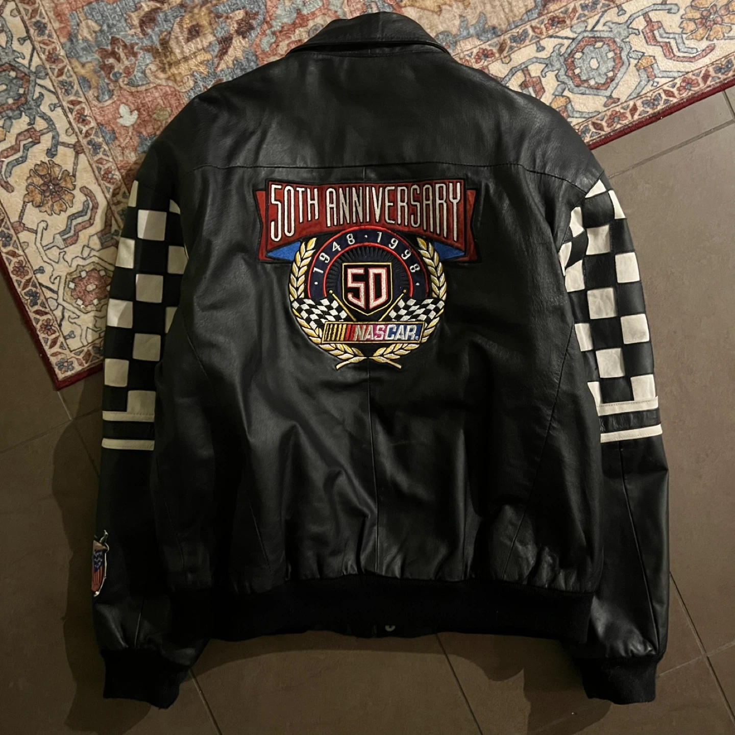 Vintage 1998 Jeff Hamilton Nascar 50th Racing Leather Jacket - photo 2