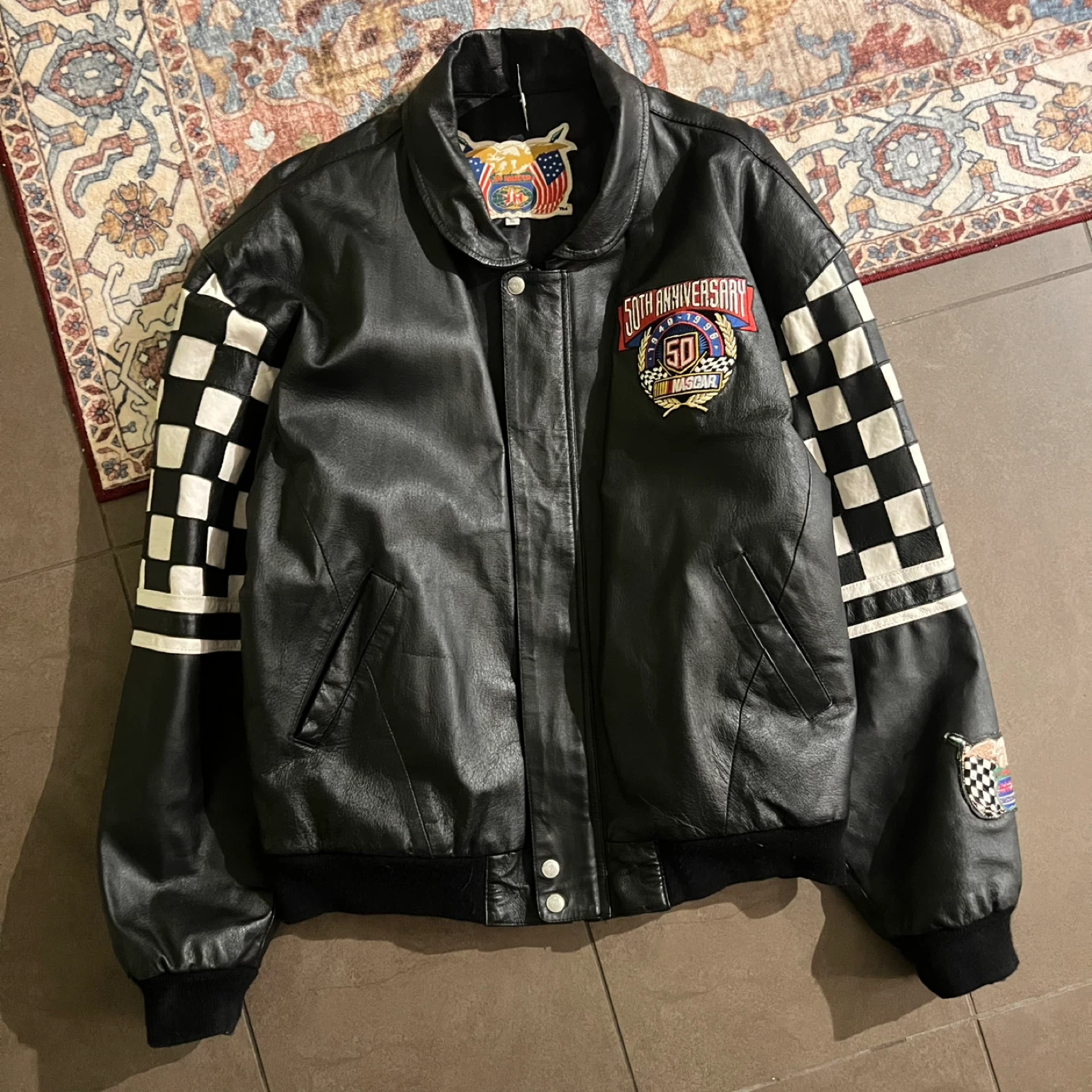 Vintage 1998 Jeff Hamilton Nascar 50th Racing Leather Jacket