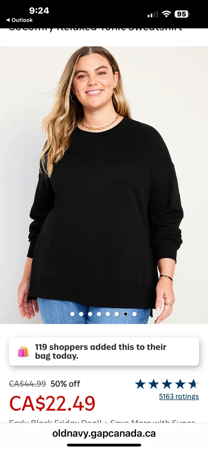 Old Navy Black Relaxed Tunic Sweatshirt XL