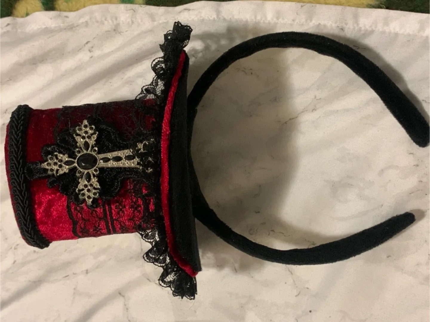 Red Velvet Mini Top Hat Headband