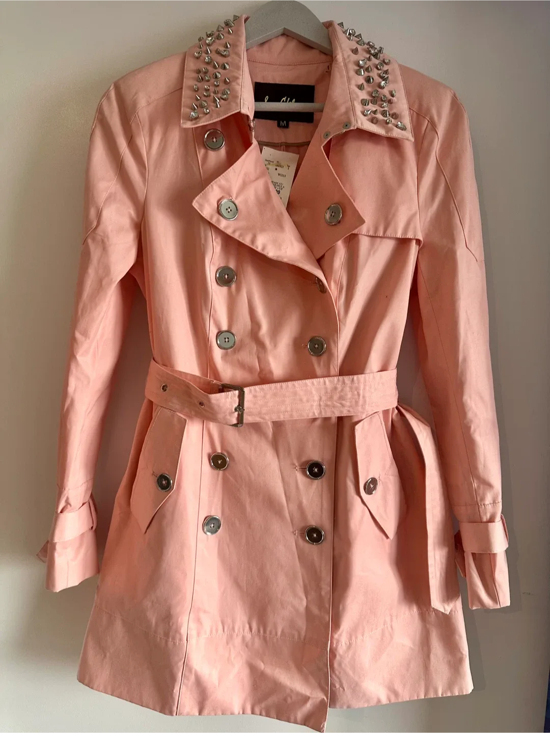 Sam Edelman Pink Studded Trench Coat - Size M