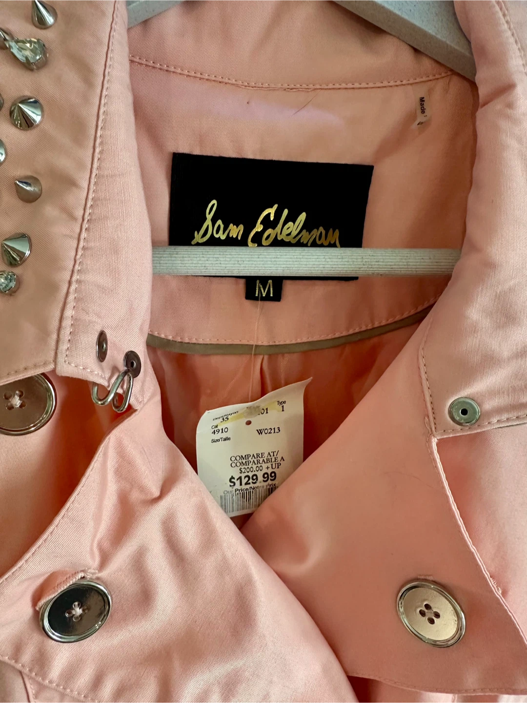 Sam Edelman Pink Studded Trench Coat - Size M - photo 4