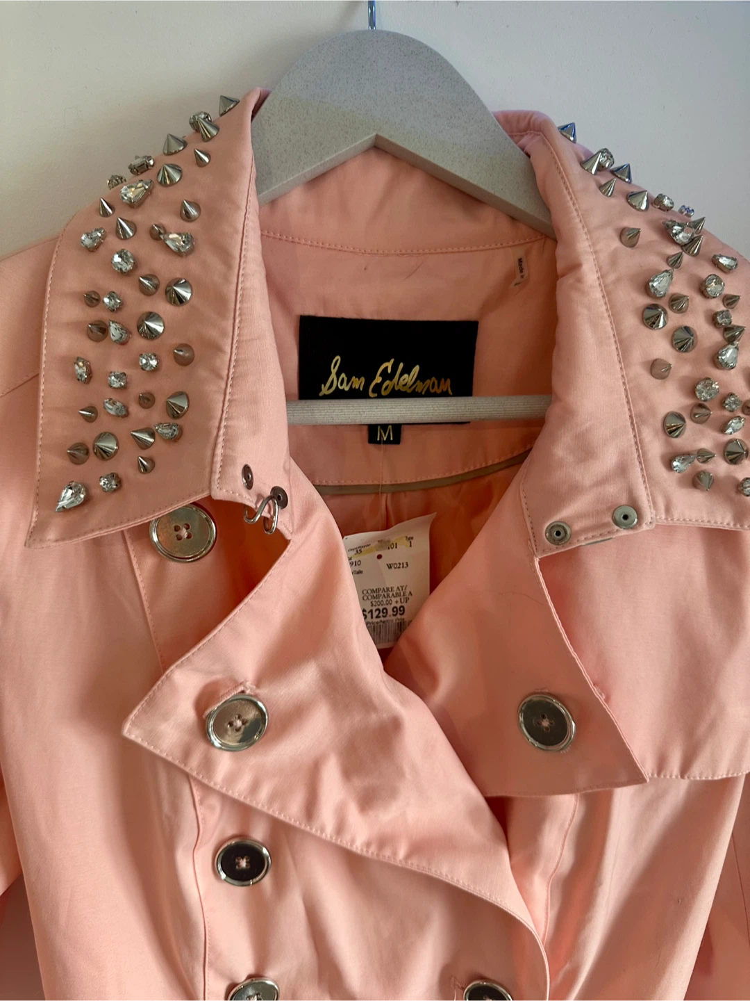 Sam Edelman Pink Studded Trench Coat - Size M - photo 5