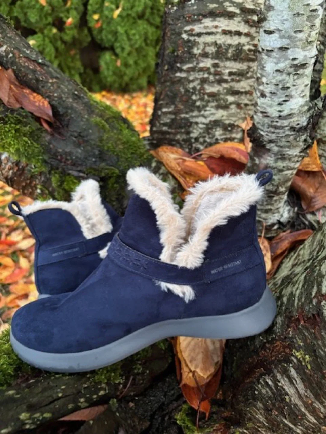 Blue Suede Ankle Boots - Memory Foam & Water-Resistant 💙❄️