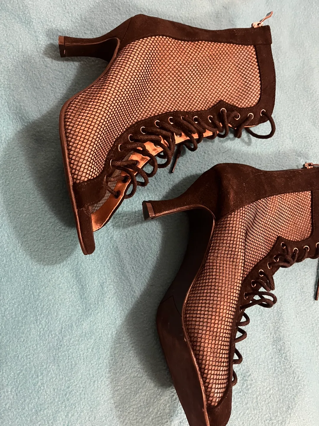 Black Lace-Up Heel Booties 7/8 image indicator(5)