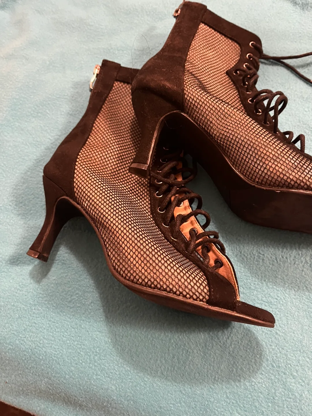 Black Lace-Up Heel Booties 7/8 image indicator(2)