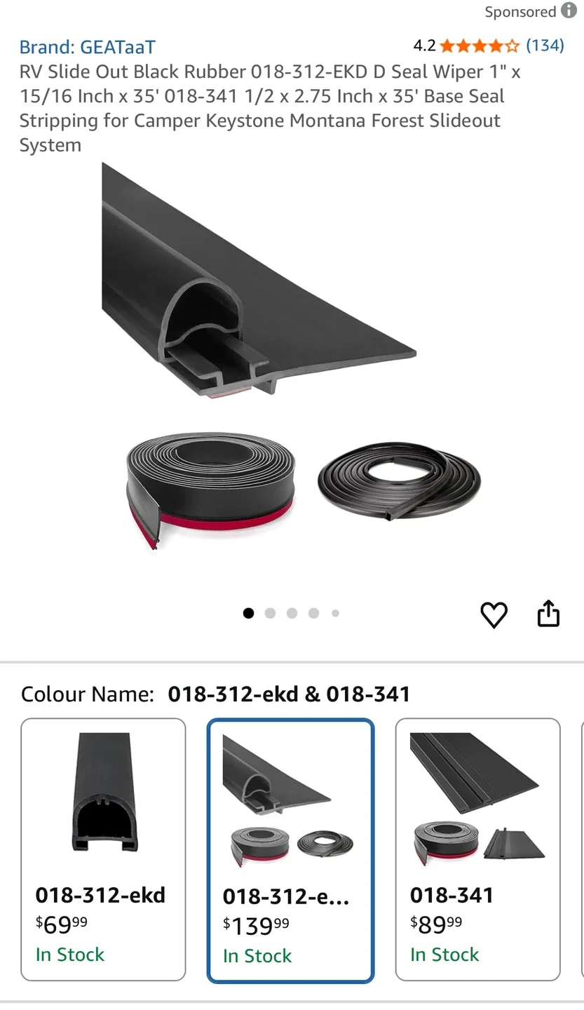 RV Slide Out Seal Black Rubber D Shape image indicator(2)