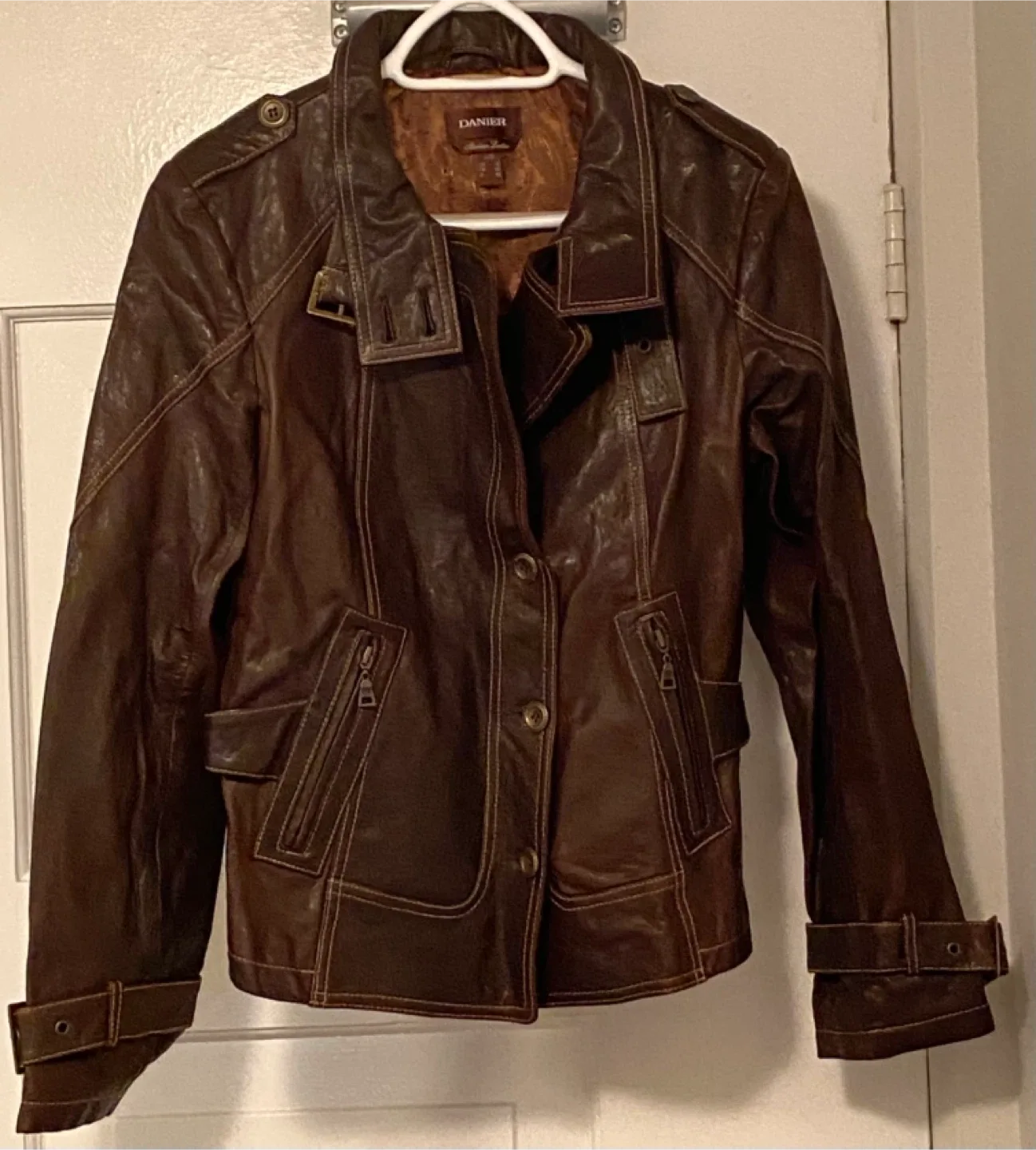 Danier Brown Leather Motorcycle Jacket
