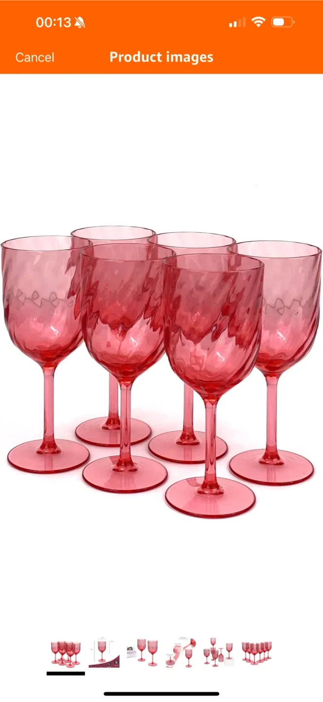 Pink Acrylic Wine Glasses - Set of 6