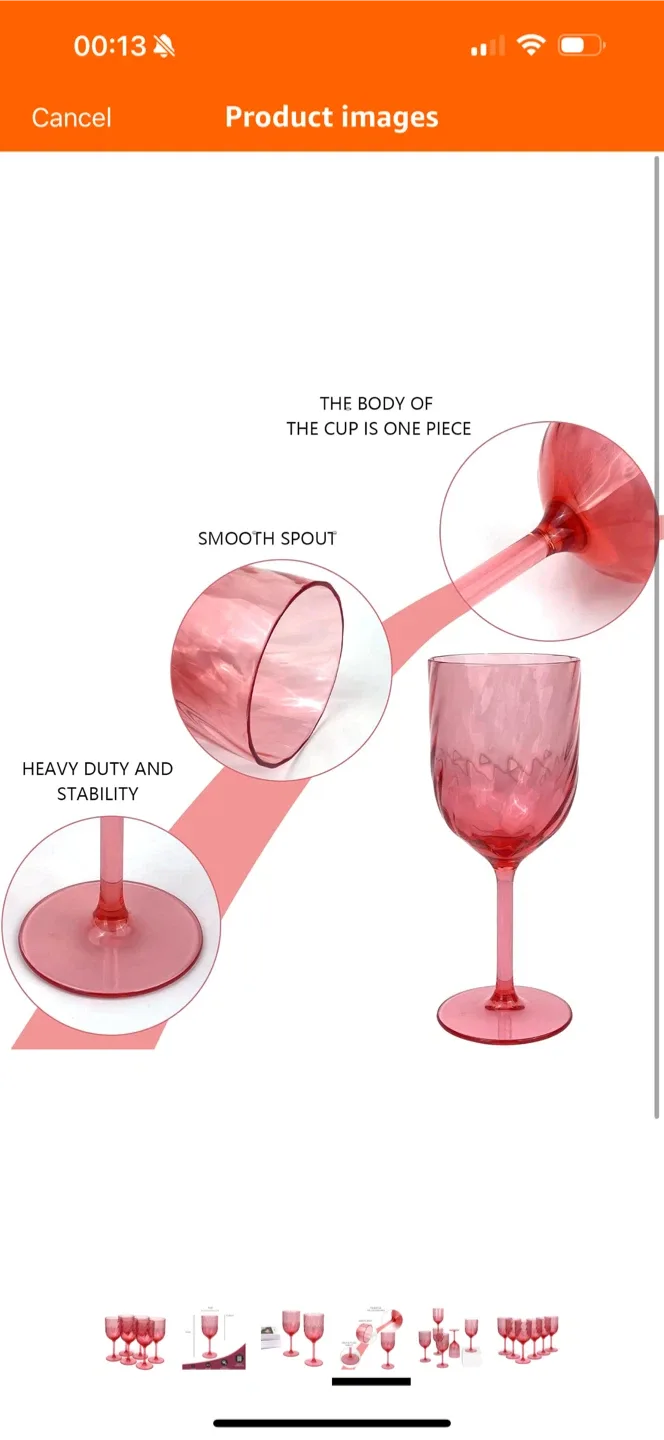 Pink Acrylic Wine Glasses - Set of 6 image indicator(4)