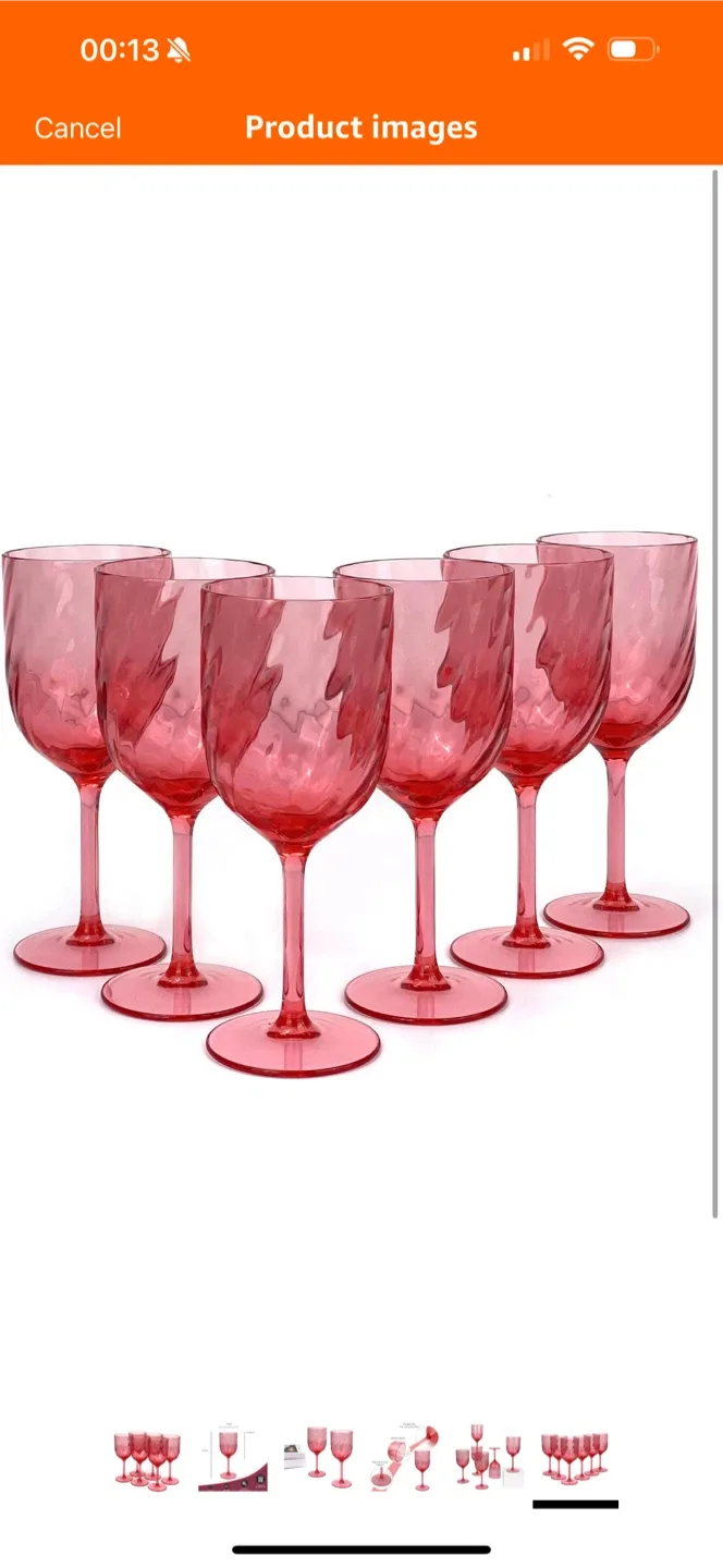 Pink Acrylic Wine Glasses - Set of 6 image indicator(6)