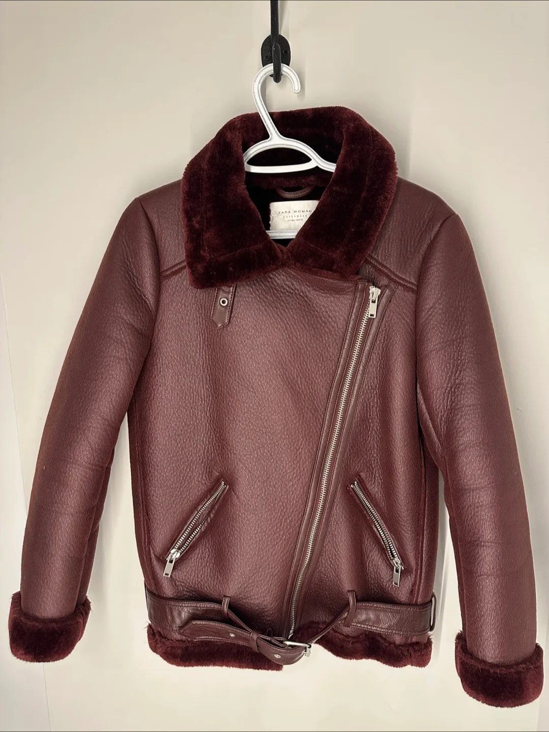 Zara Woman Faux Shearling Biker Jacket image indicator(2)