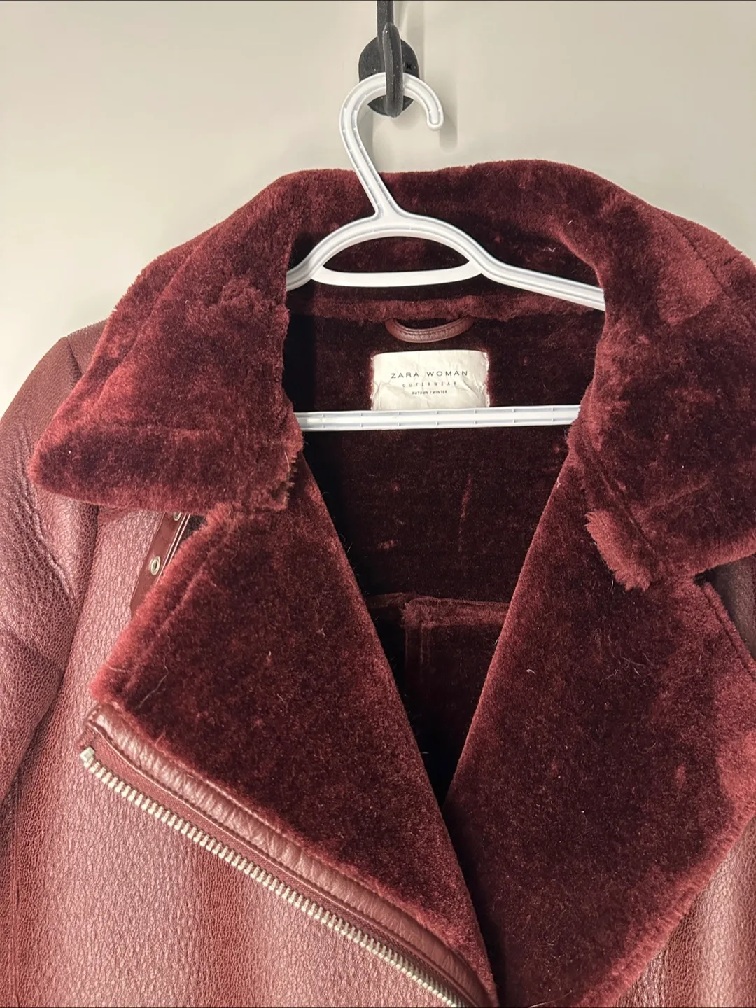 Zara Woman Faux Shearling Biker Jacket image indicator(3)