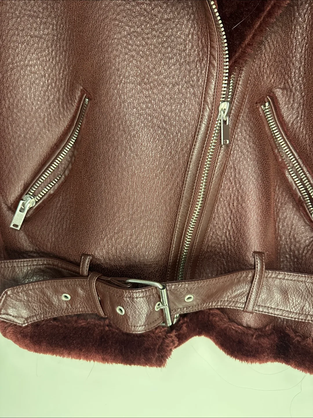 Zara Woman Faux Shearling Biker Jacket image indicator(4)