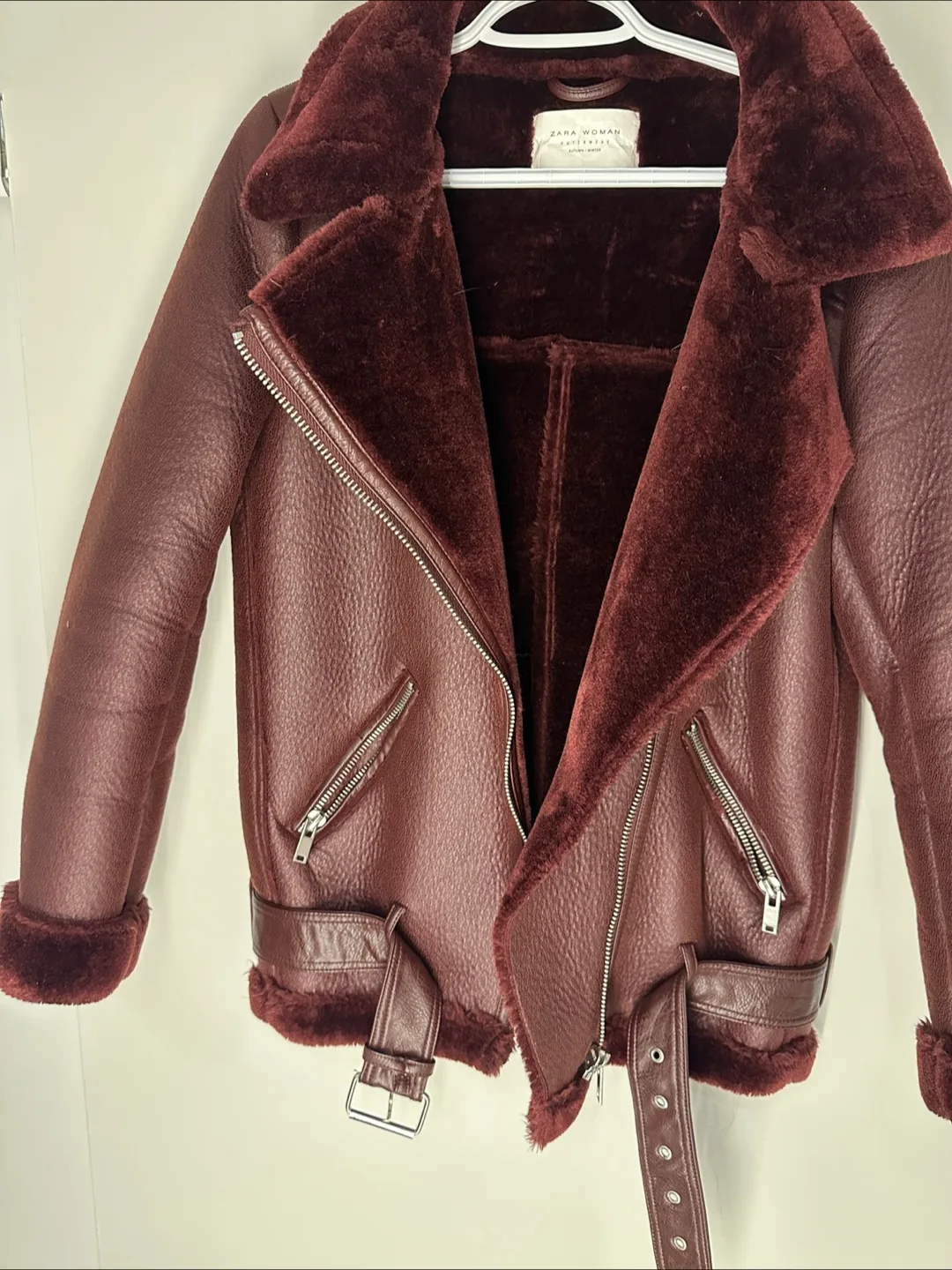 Zara Woman Faux Shearling Biker Jacket image indicator(5)