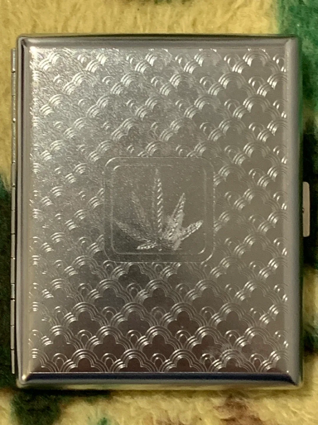 Silver Cigarette Case with Leaf Design