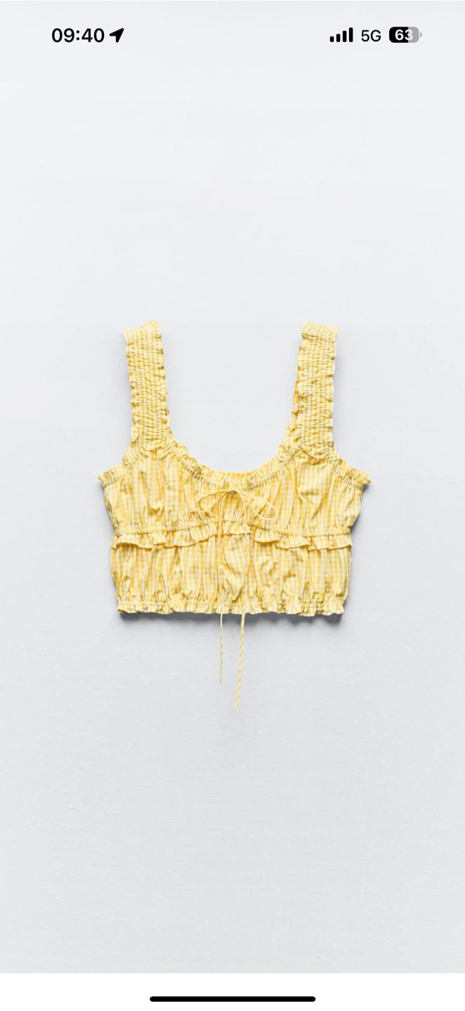 Zara Yellow Gingham Crop Top - Size large - photo 2